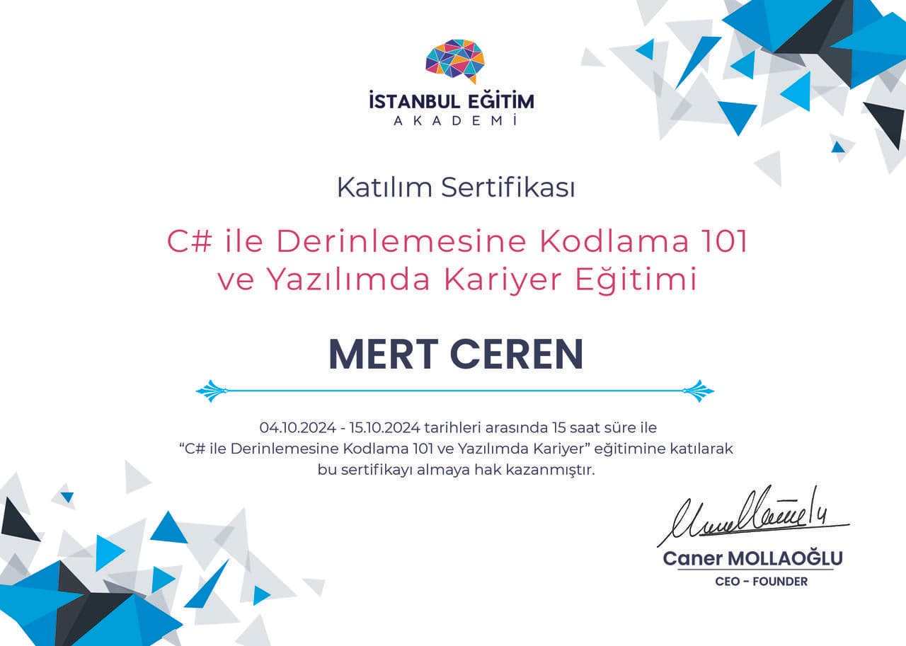 C# ile Derinlemesine Kodlama 101 ve Yazılımda Kariyer Eğitimi