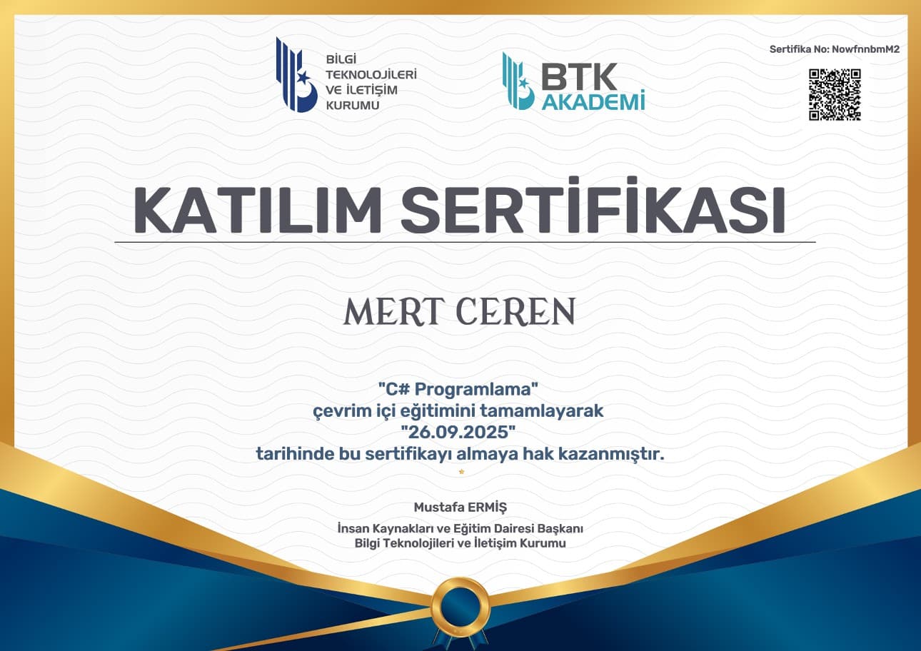 C# Programlama Sertifikası